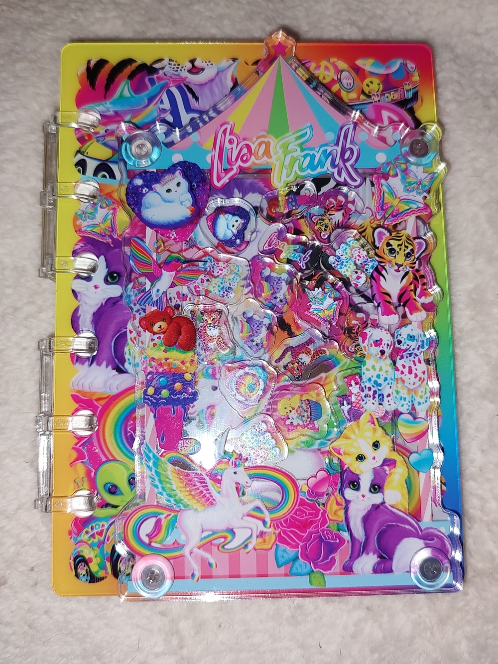New! Liisa Frank Rainbow A7 Acrylic Shaker Notebook With Paper